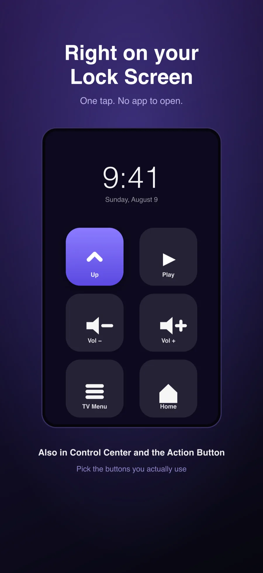ClickPad buttons on the iPhone Lock Screen and in Control Center.
